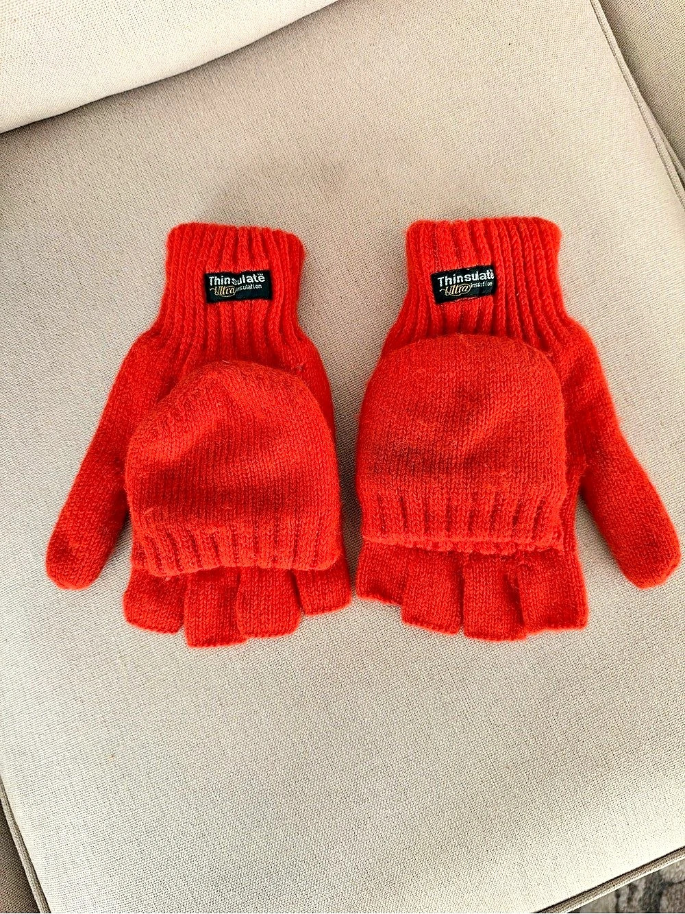 Woolmark Orange Wool Fingerless Mittens